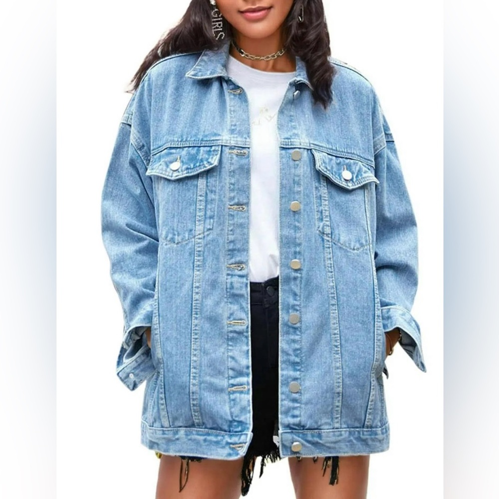 Stylish Light Blue Oversized Denim Jacket